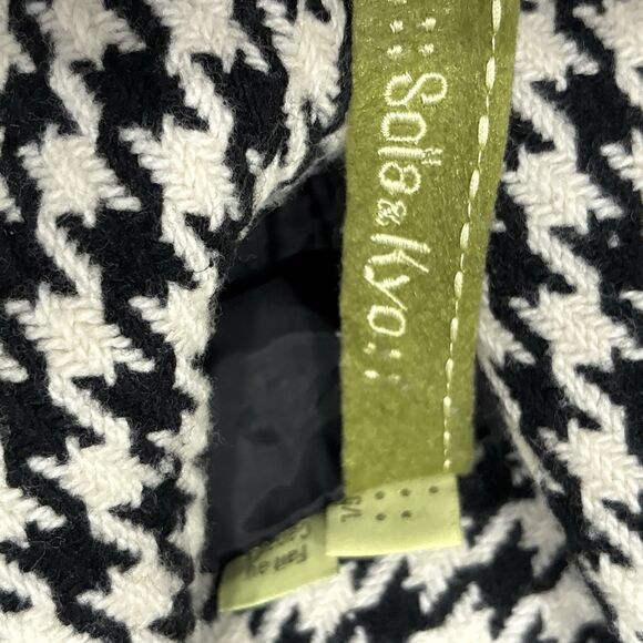 Soia & Kyo Coat Womens Large Black White Wool Blend Houndstooth Jacket - Picture 3 of 14